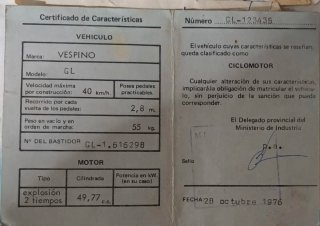 Vespino GL 1976 clásica con documentación original