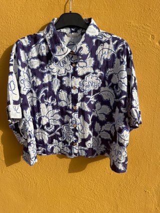 Conjunto Zara Estampado Floral Azul y Blanco