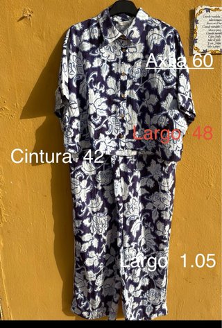 Conjunto Zara Estampado Floral Azul y Blanco