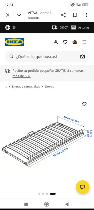 Base Cama Ikea Vitval Madera y Metal