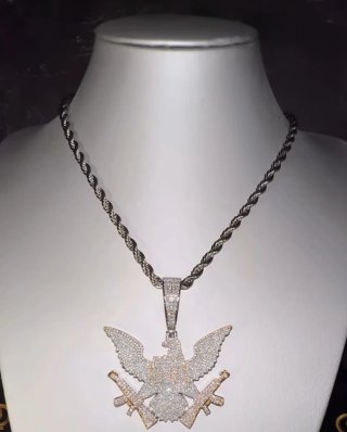 Collana Aquila e Mitra Zirconi Oro Argento