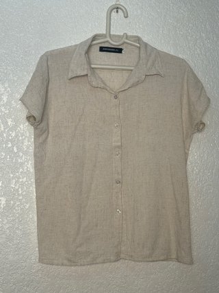 Camisa de lino beige