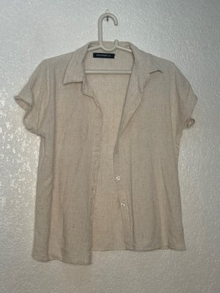 Camisa de lino beige