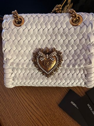 Borsa Dolce & Gabbana Devotion intrecciata bianca
