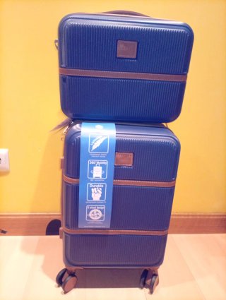 Maleta de cabina FUEGER azul y neceser