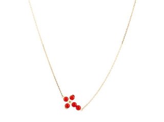 Collar oro 18kt con colgante cruz coral