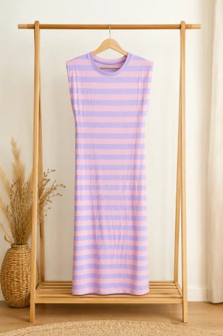 Vestido rayas lila y rosa talla única