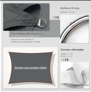 2 Toldos Vela Rectangular 5x3,5m Gris