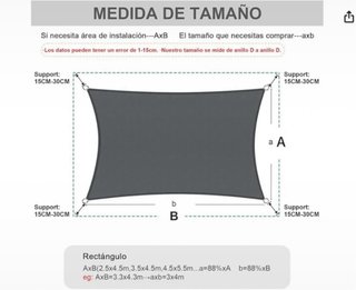 2 Toldos Vela Rectangular 5x3,5m Gris