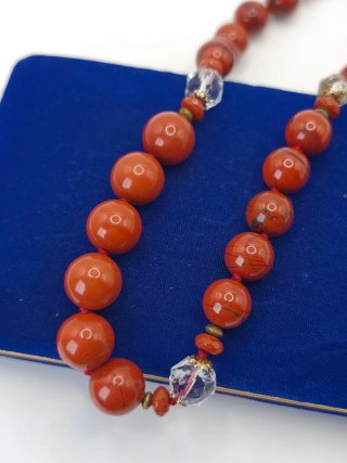 Collana diaspro rosso quarzo rocca argento oro