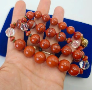 Collana diaspro rosso quarzo rocca argento oro