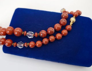 Collana diaspro rosso quarzo rocca argento oro