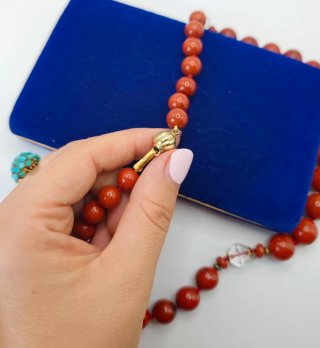 Collana diaspro rosso quarzo rocca argento oro