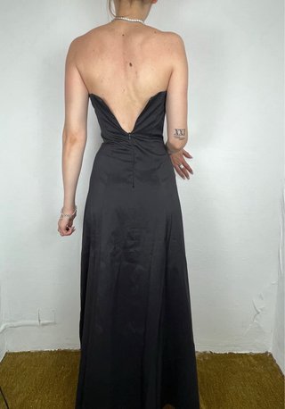 Vestido largo negro Y2K corsé gótico