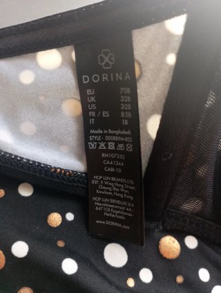 Bikini Dorina Negro Lunares Dorados y Blancos