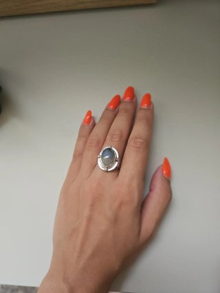 Anillo Plata Ley Ópalo Gris Hecho en Marruecos