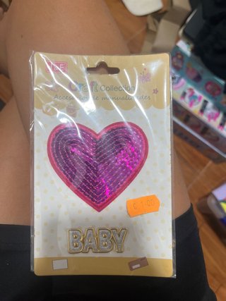 Parche Corazón Lentejuelas Rosa y Dorado