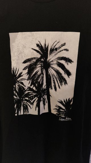 Camiseta negra palmeras hombre