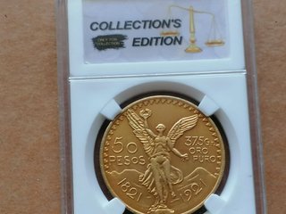 Moneda Angel Mexicano 50 Pesos Oro 1821-1921