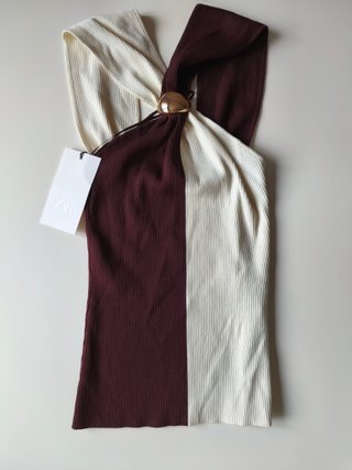 Zara top halter punto fornitura S nuevo