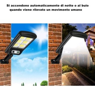 2X Faretti lampione solare 120LED Sensore Moviment