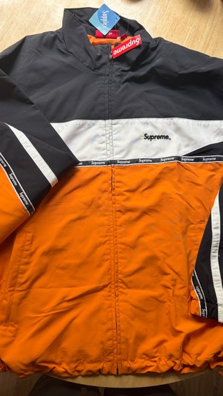 Campera Supreme Negra Naranja Nueva Con Etiquetas