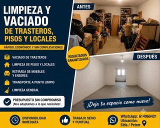 Limpieza de trasteros, pisos y locales