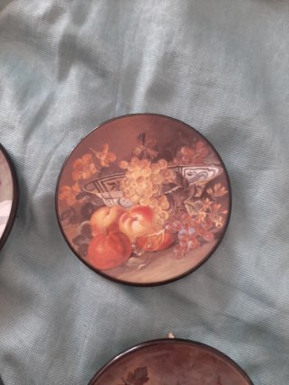 4 Platos Decorativos Vintage Frutas