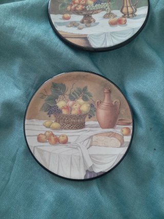 4 Platos Decorativos Vintage Frutas