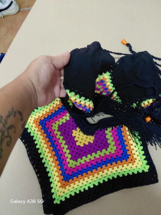 Conjunto Top y Cachetero Crochet Multicolor