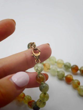 Collana Prehnite Argento Placcato Oro