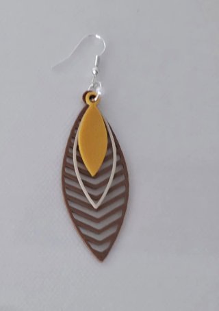 Pendientes Pluma Hoja Marrón y Amarillo