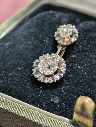 Pendientes Dormilonas Antiguos Diamantes