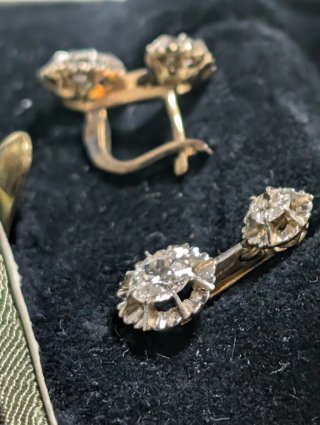 Pendientes Dormilonas Antiguos Diamantes