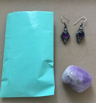 Conjunto pendientes plata y amatista + piedra amat