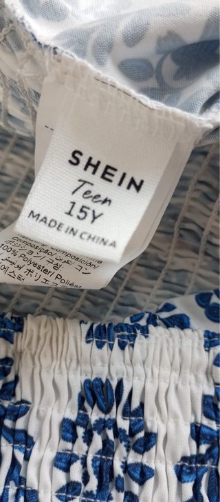 Mono estampado azul y blanco