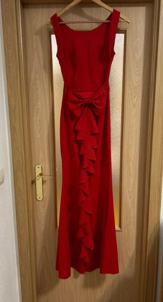 Vestido rojo eventos espalda descubierta y lazo