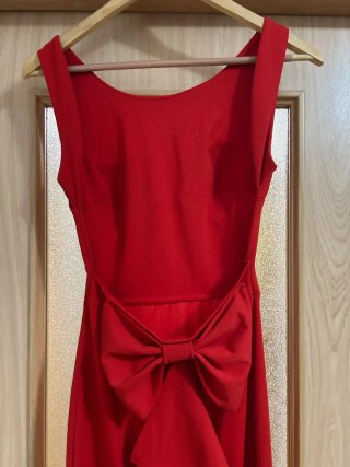 Vestido rojo eventos espalda descubierta y lazo
