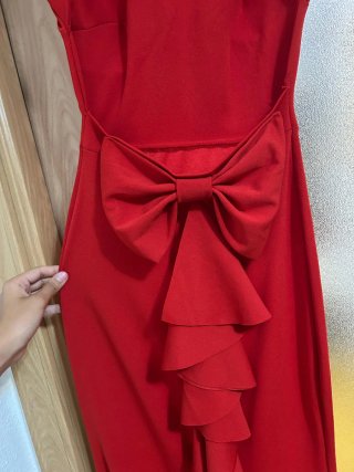 Vestido rojo eventos espalda descubierta y lazo
