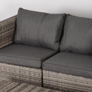 Juego de Sofá de Exterior de 8 Piezas en Rattan PE, Conjunto de Muebles de Jardín Ahorra Espacio con Sillones, Mesas y Puff, Gris