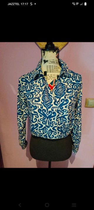 Camisa Crop Zara Azul y Blanco