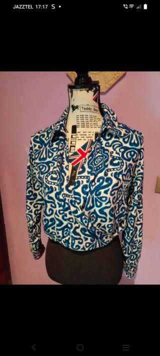 Camisa Crop Zara Azul y Blanco