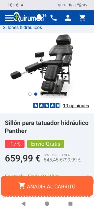 Sillón de tatuaje hidráulico