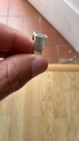 Anillo Plata Hombre Diseño Geométrico Negro