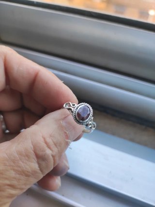 Anillo Plata Ley Granate Rojo