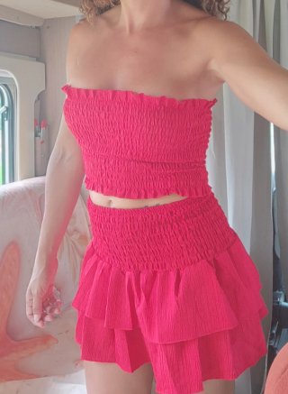 Conjunto Top y Falda Roja Talla Única