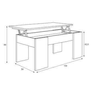Mesa centro elevable Blanco Artik y Cemento