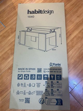 Mesa centro elevable Blanco Artik y Cemento