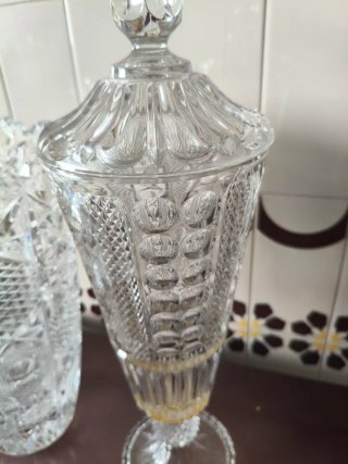Dos jarrones cristal tallado vintage