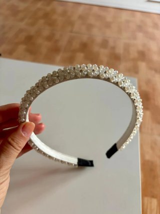 Diadema Perlas y Cristales Plata